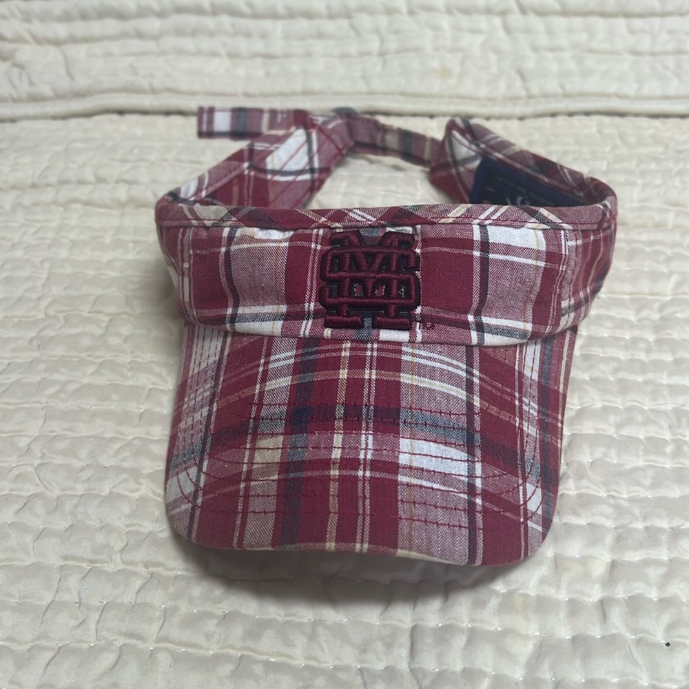 Mississippi State College adjustable plaid sun visor